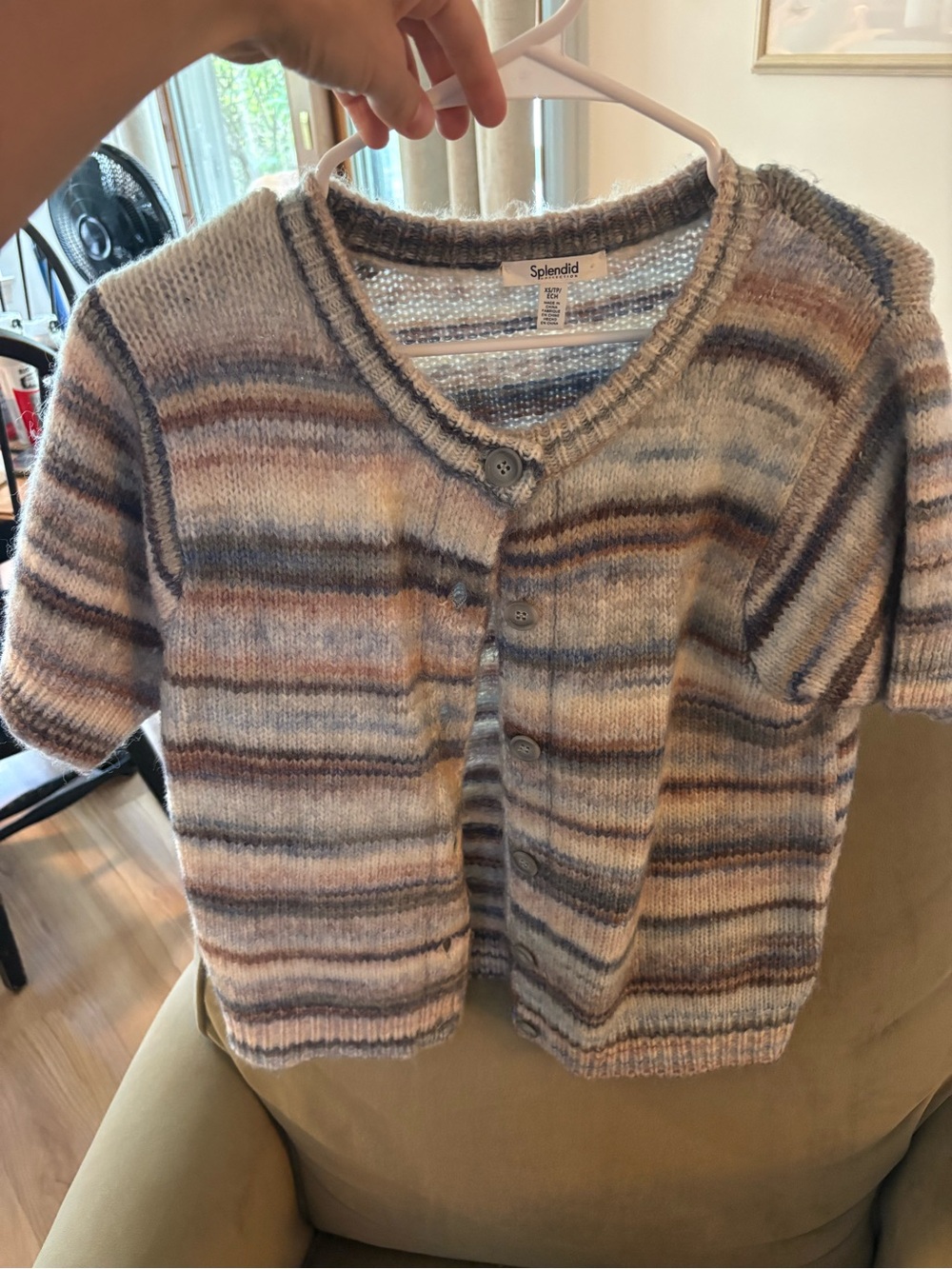 Splendid Women's Multicolor Striped Short-Sleeve Cardigan - Soft Pastel Stripes